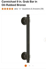 Kohler Carmichael 9in Straight Grab Bar Oil-Rubbed Bronze ADA 300lb R27234