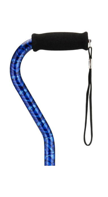 NOVA Cane-Offset w/ Strap Blue Waves