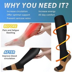 Copper Compression Socks 20-30 mmHg for Blood Circulation Women Men Full Toe Sox