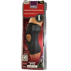 Mueller Sport Care Wraparound Knee Brace Deluxe Large Black Made in USA Advanced