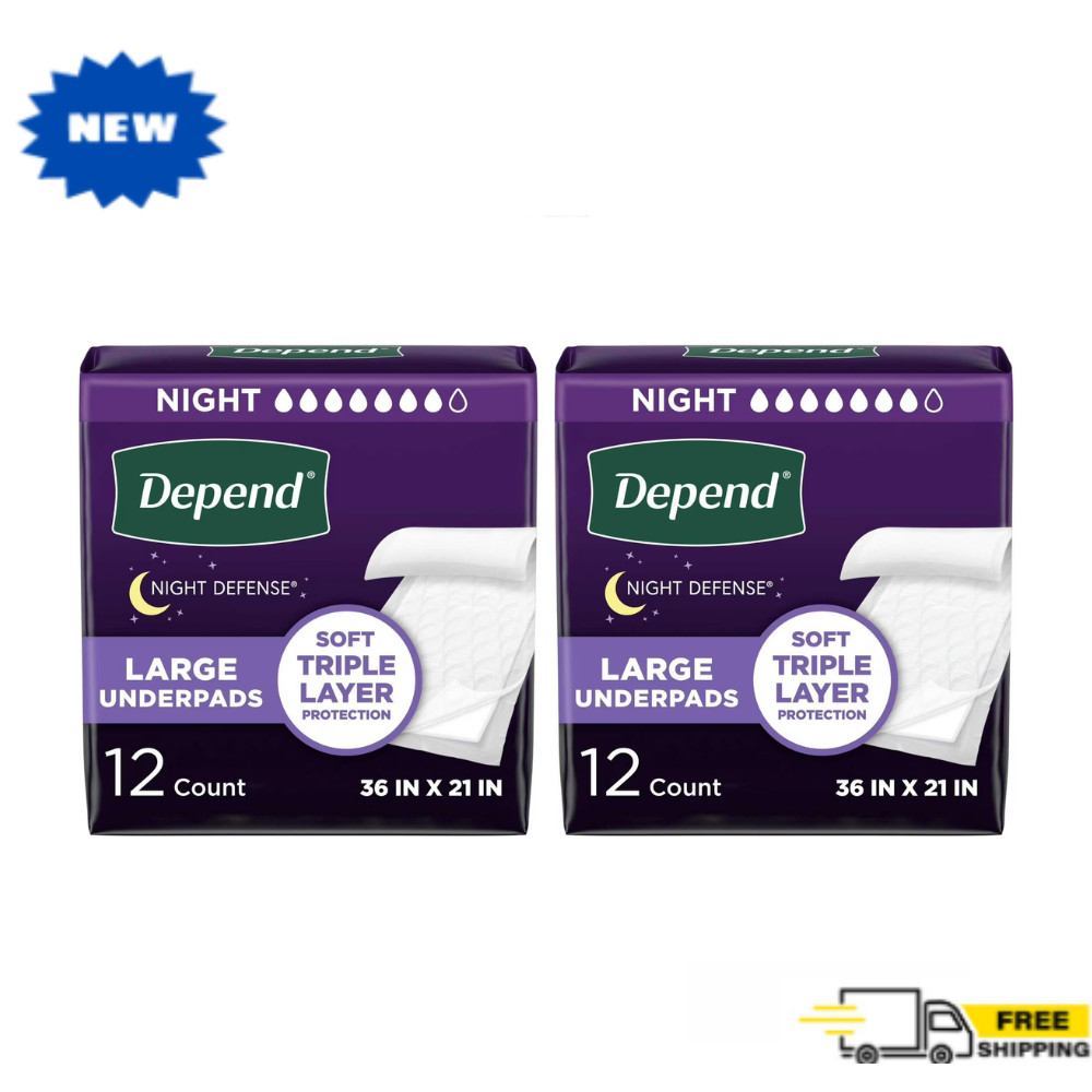 Depend Underpads, Disposable Incontinence Bed Pads for Adults, 36″ x 21″, 24 Ct