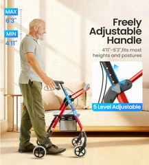 Z11 Rollator Walker with Seat, 380 lbs, Foldable All Terrain Lightweight