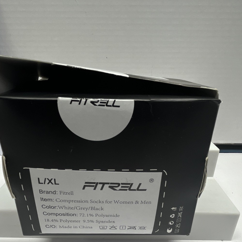Fitrell Compression Socks/Hose 3 Pairs White/Grey/Black L/XL Polyamide Blend