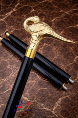 Victorian Antique Brass Hercules Swan Handle Walking Stick wooden Walking Cane