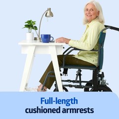 Medline Durable Folding Steel Transport Wheelchair with 12-Inch Wheels – Teal
