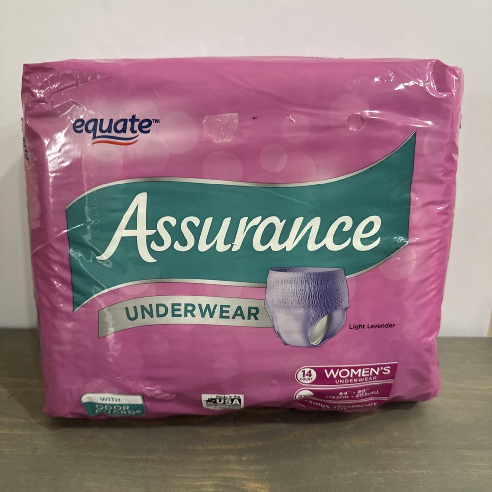 Women’s Equate Assurance Underwear with Odor Guard Size 2XL (14 count) Lavender