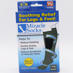 Miracle Socks Anti-Fatigue Compression Socks 1 Pair Black Sz Small/Medium Unisex