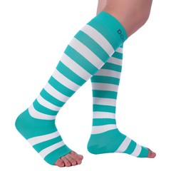 Doc Miller Open Toe Socks Leg Compression 15-20mmHg Recovery Varicose Veins TEAL