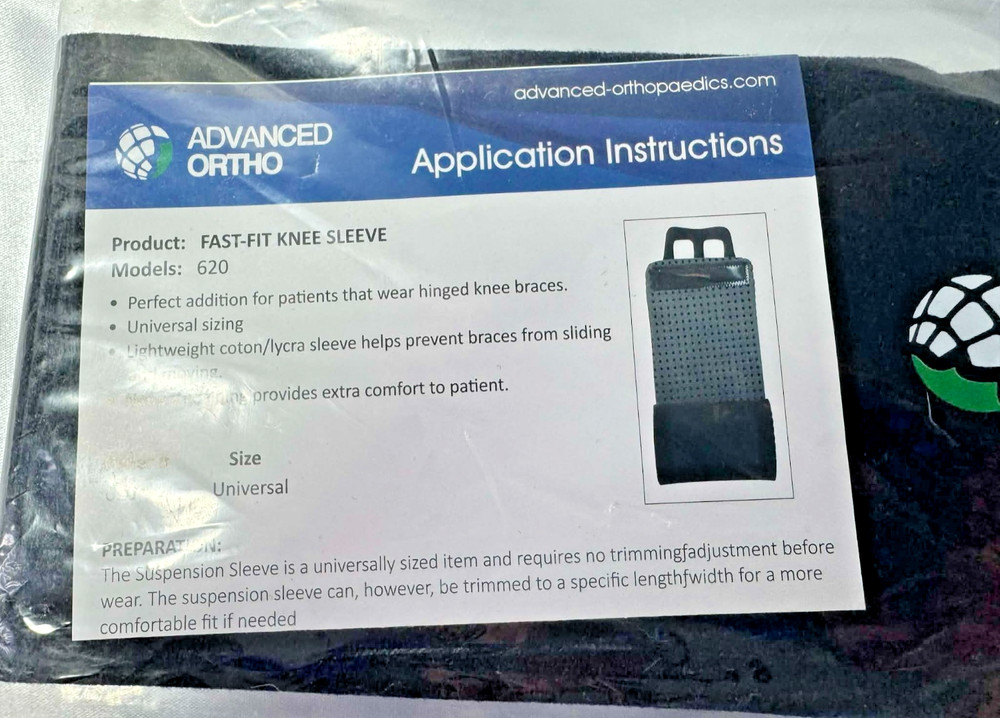 Advanced Ortho The Fast Fit Universal Knee Sleeve Model 620 L2397 Fits All Sizes