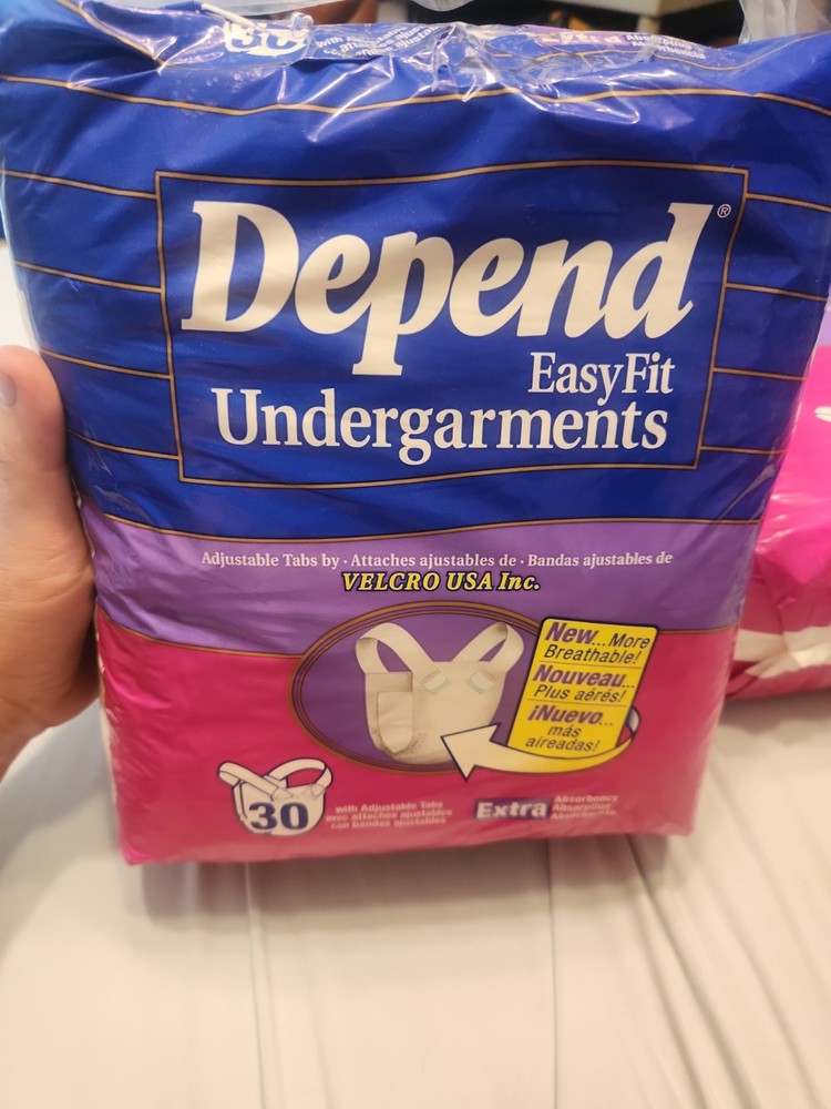 VTG Depend Diapers 1990’s Lot of 2 Size XL 30 Count