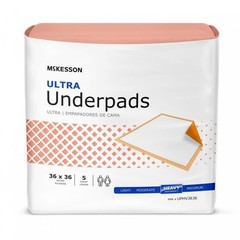 McKesson Ultra Underpads 36×36″ Unisex Peach Disposable Heavy Absorb, 50 Count