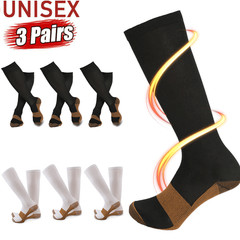 3 Pairs Compression Socks Copper Fit Knee High 20-30mmHg Energy Support Recover