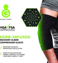 Green Drop Compression Pull-On Sleeve Elbow Support L/XL
