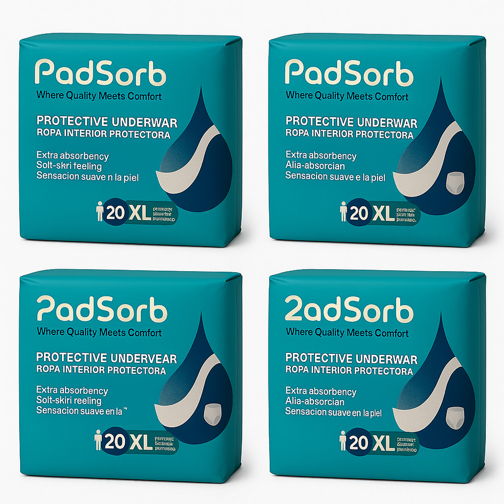 Padsorb Protective Underwear stretchable, high-absorbency, X-Large Case of 80