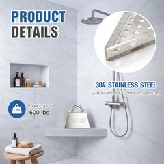Floating Corner Shower Bench Kit, 17″ x 17″ x 24″ Wall Mounted Shower Seat