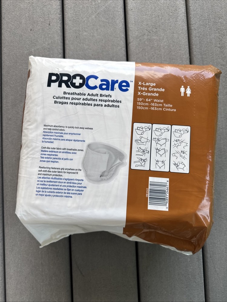 ProCare Breathable Adult Briefs X Large 59″ To 64″ Heavy Absorption 15 Count