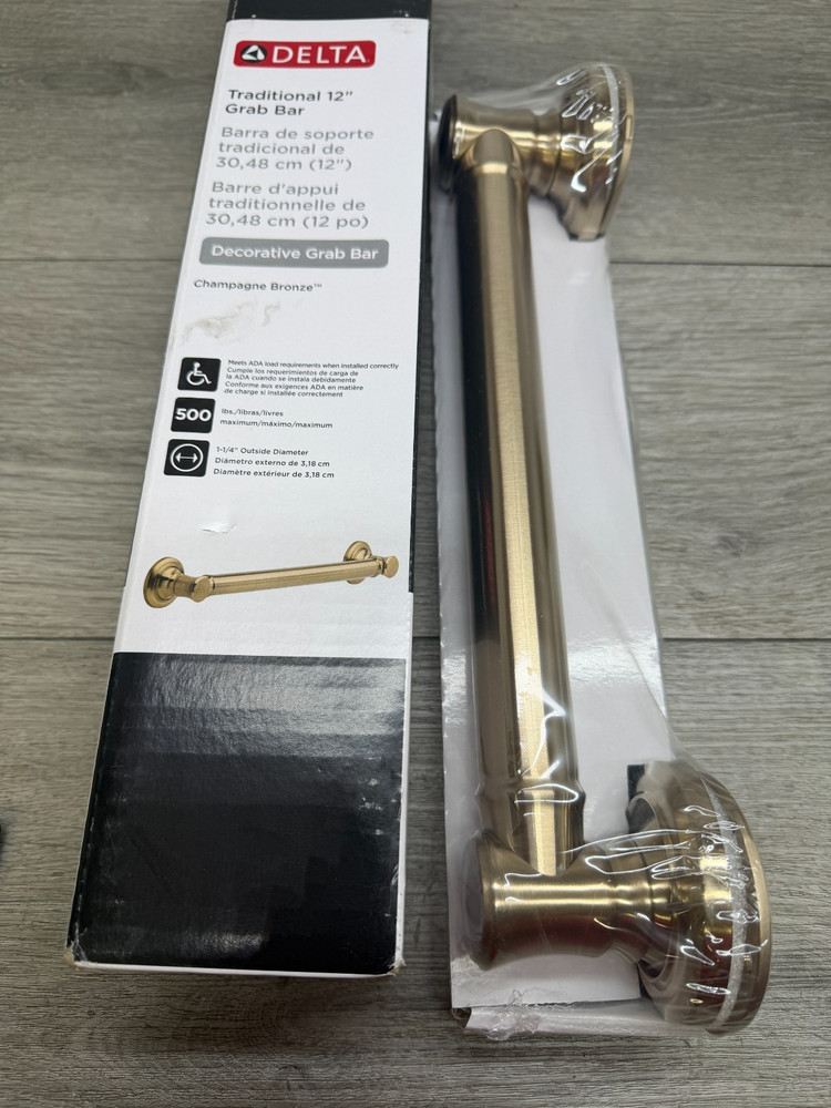 Delta ADA Compliant 12″ Straight Grab Bar Champagne Bronze 41812-CZ