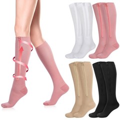 Tarpop 4 Pairs Women Zipper L/XL, Black, skin color, white, dark pink