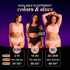 Always Discreet Boutique Incontinence Underwear for Women, Black, S/M-L-XL