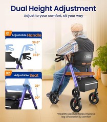 Walkers for Seniors, Z21 Rollator Walker with Seat Supports 350lb, 8″ Big Wheels