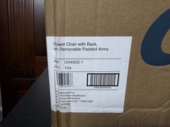 Drive 12445KD-1 Knockdown Bath Chair W/ Back and Removable Padded Arms New, Open