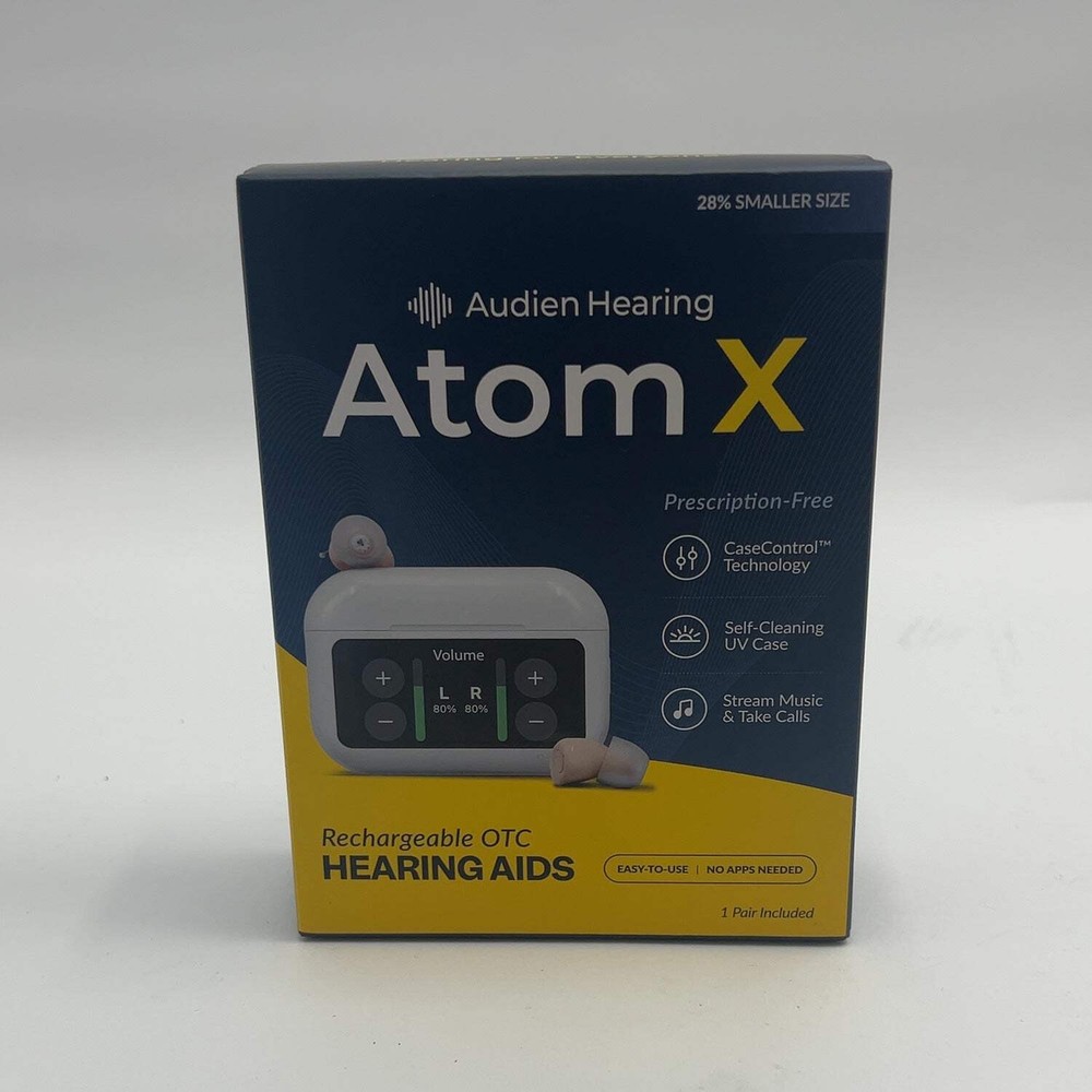New Audien Hearing Atom X Rechargeable OTC Hearing Aids AATXBF054