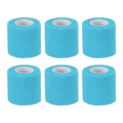 1″ x 177″ 6 Pcs Self Adhesive Bandage Wrap Elastic Self Tape Sky Blue