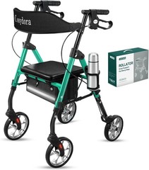 Cosydora HW-R402KD Rollator Walker with Seat, 15 lb Lightweight 8″ Wheels, Green