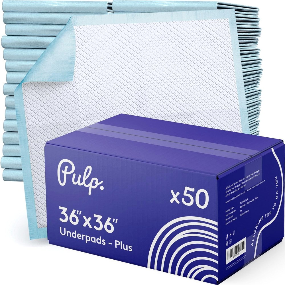 50x PULP 36×36 Incontinence Bed Pads – XL, Ultra Absorbent, Leak-Proof