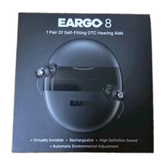 Eargo 8 Self-Fitting OTC CIC Hearing Aids, Rechargeable Charging Case, Black