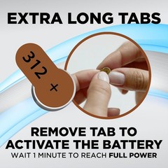 Pack of 60 Mercury-Free Size 312 Hearing Aid Batteries – Reliable & Eco-Friendly