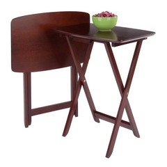 Winsome Darlene Set Of 2 Foldable Snack Tables 26 In Walnut Easy To Store