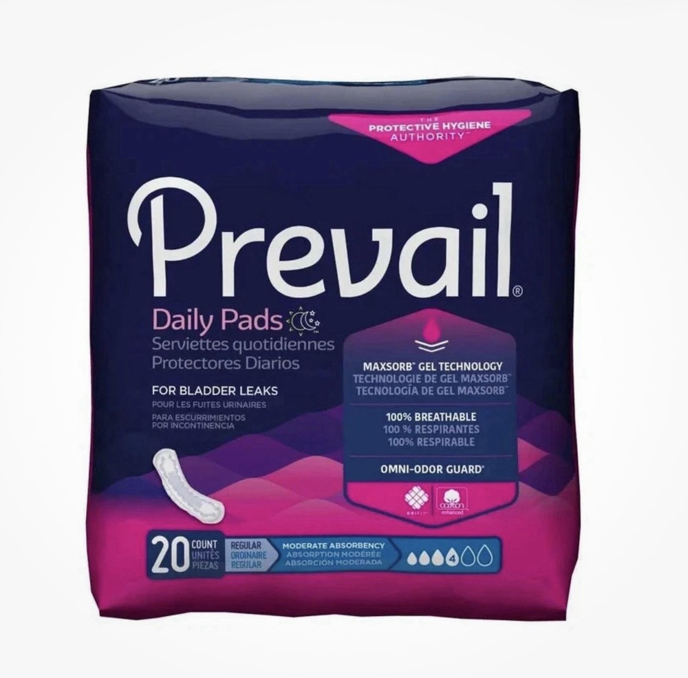 Prevail Daily Incontinent Pad 9.25″ L Regular Length 64 20 Ct