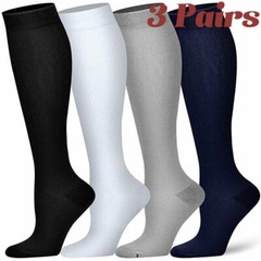 3 Pair Full Compression Socks 10-20 mmhg New Strong Support Stockings Free Ship