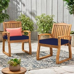 HOMELYSIAN Waterproof Outdoor Chair Cushions Set of 2, Square 19x19x3, Navy