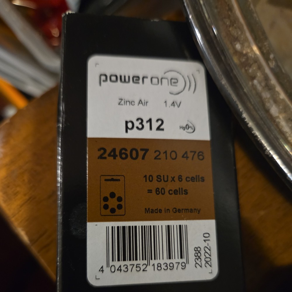Power One Size 312 MERCURY FREE Hearing Aid Batteries. 60 Batteries. Exp 2029
