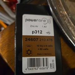 Power One Size 312 MERCURY FREE Hearing Aid Batteries. 60 Batteries. Exp 2029