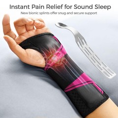 FREETOO Wrist Support Brace Left Hand for Tendonitis, S/M, Black/Pink