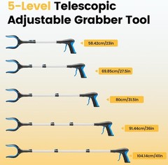 Telescopic Grabber Tool 5-Level Adjustable Length 23-41″ for Litter Yard Pickup