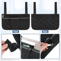 Wheelchair Side Bag Zipper Mobility Armrest Bags Organizer Multiple Pockets