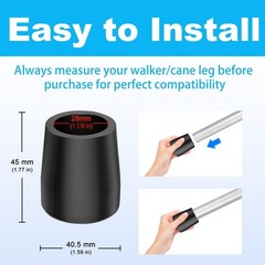 Durable 1 1/8 Inch Walker Glide Tips – Metal Reinforced for Stability (Set of 2)