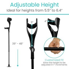 Adjustable Lightweight Forearm Crutches – Ergonomic Handles, Non-Slip Tips, Heav