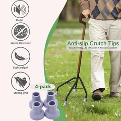 1/2′, 3/4′, 7/8′ Walking Cane Tips 4 Pack Set, No-Slip Quad Cane Replacement …