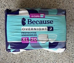 Because Overnight Protective Underwear XL 20 Count – Absorbs up to 6 Cups