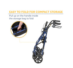 Drive Medical Four Wheel Rollator Rolling Walker with Fold Up Removable Back Sup