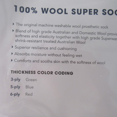 Knit Rite Prosthetic Super Sock 100% Wool 3 Ply 6″ Top 3.5″ Toe 14″ Length