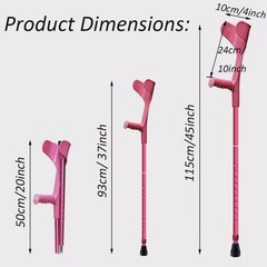 AngleMAX Mobility Red/Pink Folding Forearm Crutch, Lightweight Aluminum