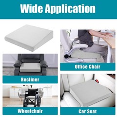 Light Grey Wedge Recliner Seat Cushion Foam Velvet 5 Inch Thick 20×20 In