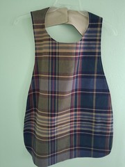 Brown Plaid/Beige Adult Bib, Handmade , 35 1/2” by 21 ½”, reversible