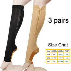 Compression Zip Up Socks Open-Toe Zipper Leg Support Unisex Socks Knee Stocking